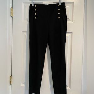 Ann Taylor Black Straight Leg Pants with Gold Buttons